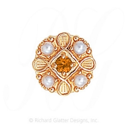GS527 CIT/PL - 14 Karat Gold Slide with Citrine center and Pearl accents 